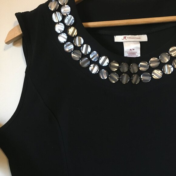 JM Collection Decorative Collar Black Tank Top - Picture 4 of 13